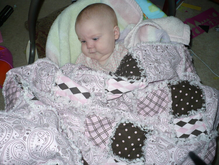 Bekah with her new quilt