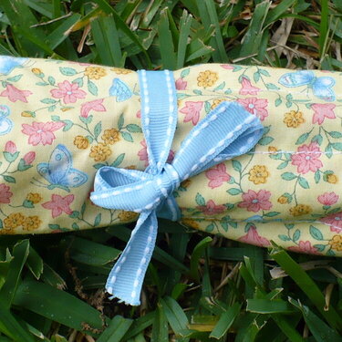 butterfly crayon tote rolled up