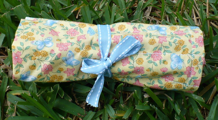 butterfly crayon tote rolled up
