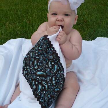 brown and turquoise burp cloth