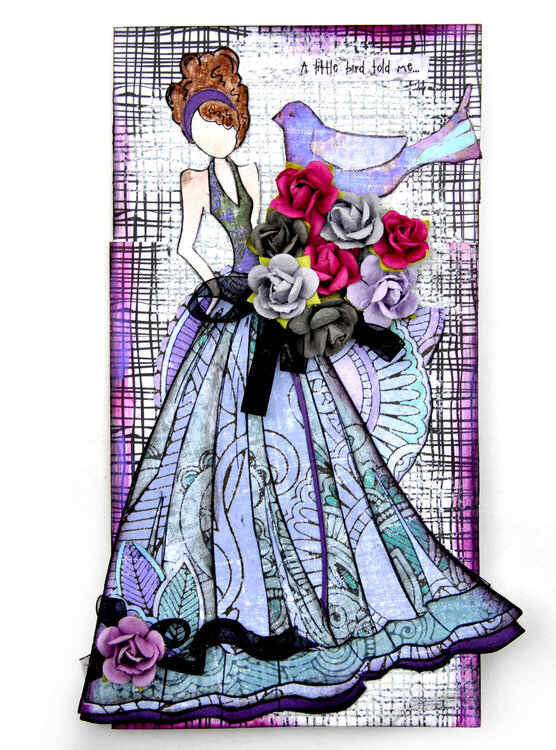 Doll Card - Flying Unicorns and FabScraps