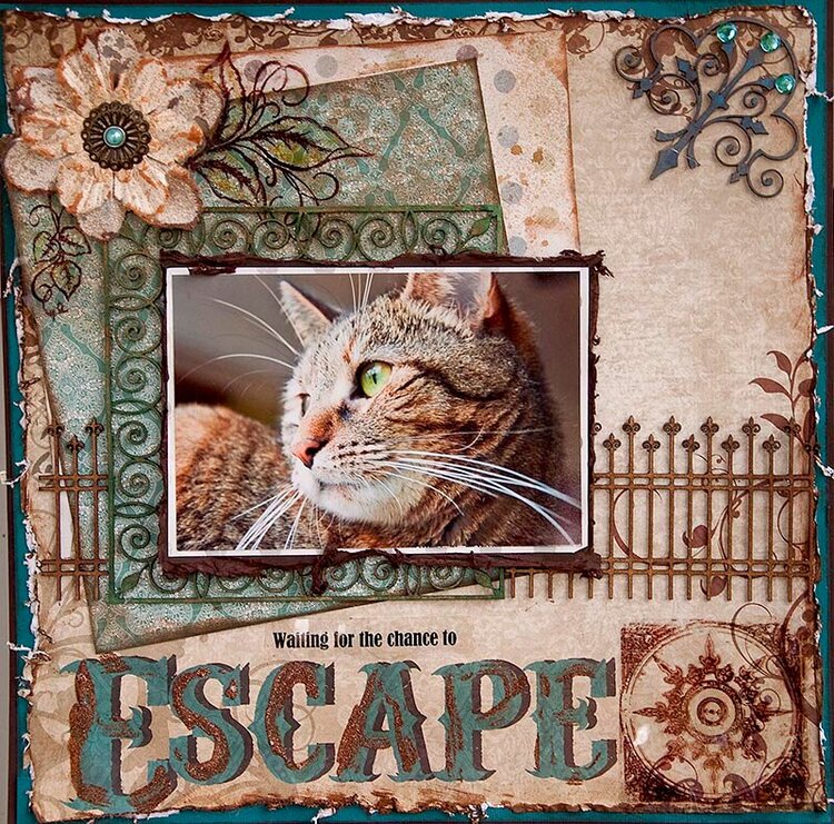 Escape Kitty  -Waiting For a Chance to Escape (Oct Swirlydoos kit)