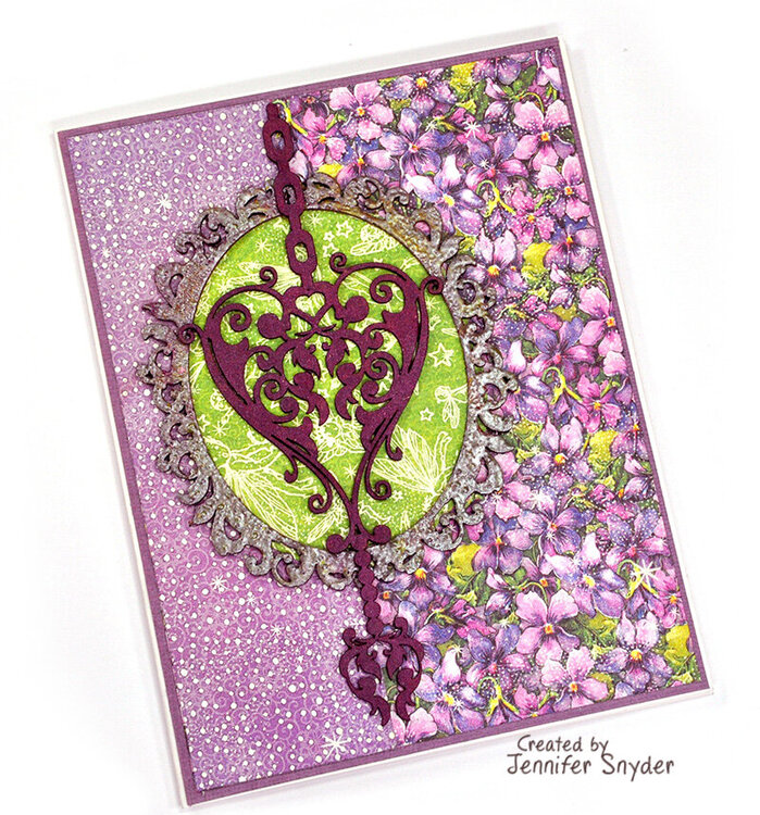 Purple card with chipboard