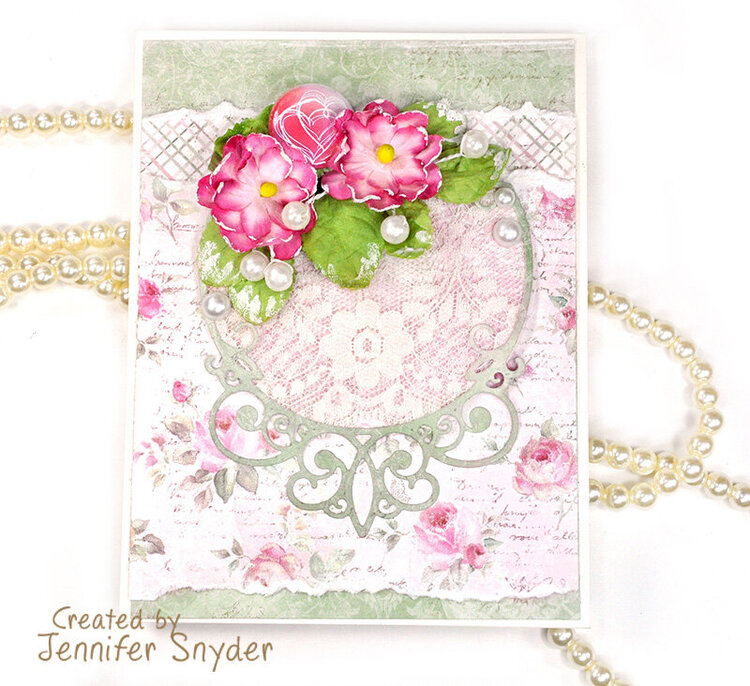 Card with Lace, Dies and Flowers