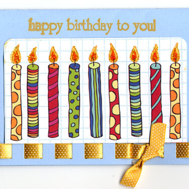 Happy Birthday card with weaver ribbon punch