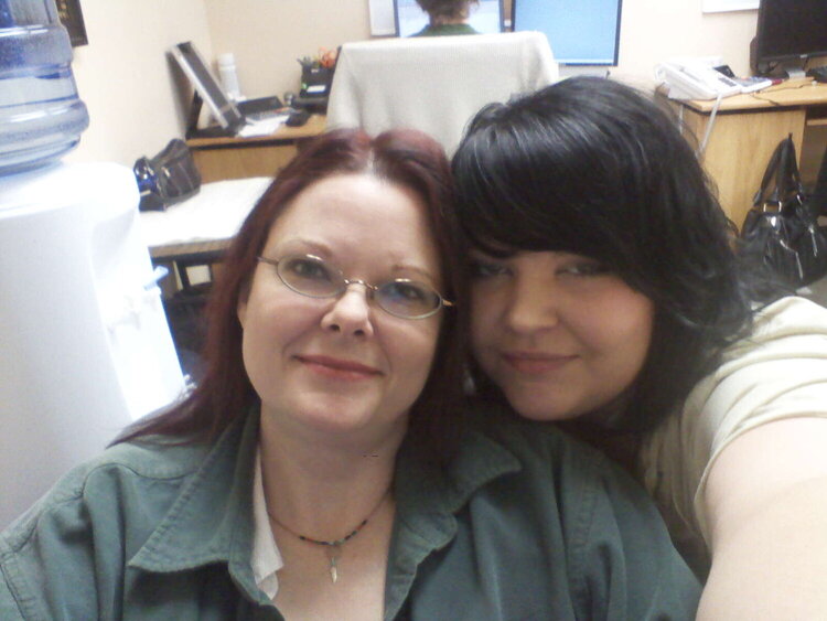 me and my besite at wrk.. blahh