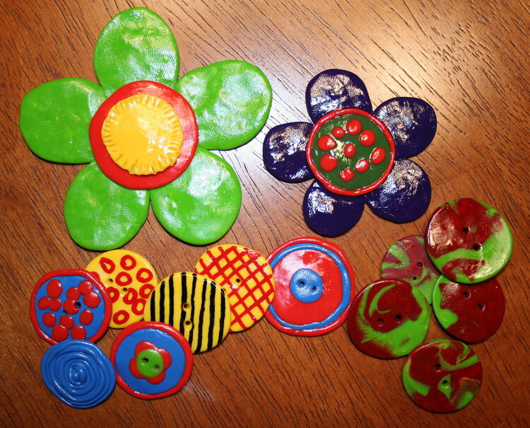 Clay Buttons &amp; Flowers