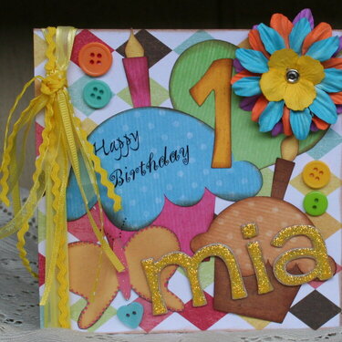 1st Birthday card for Mia