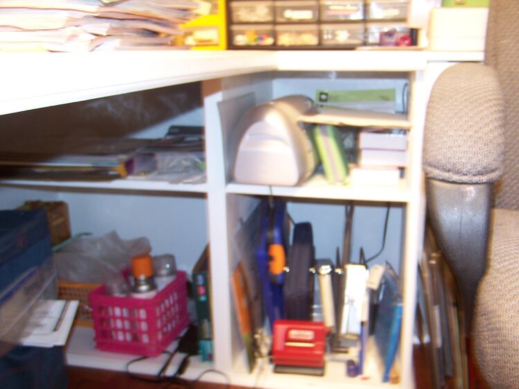 side of and under desk. no wasted space