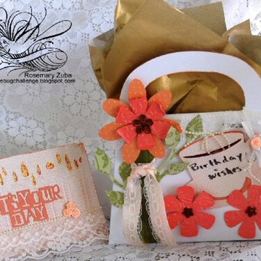 Tea Party Birthday gift bag and card
