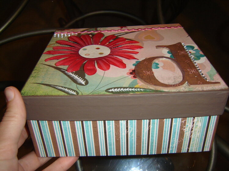 side view of monogrammed keepsake box teacher gift