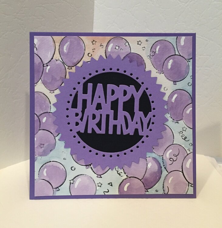 happy birthday purple balloons
