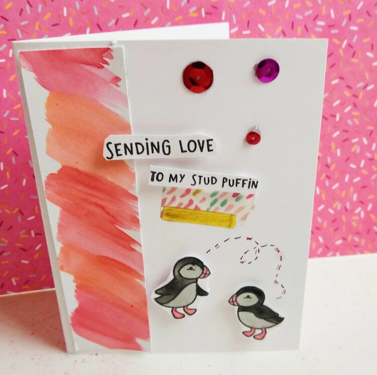 Sending Love to my Stud Puffin Valentine&#039;s Day Card