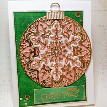 Pink, Gold & Evergreen Christmas Card