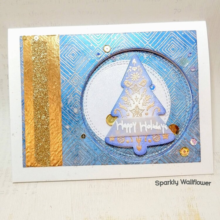 Blue, gold and white holiday card
