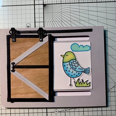 Sliding barn door card