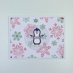 Christmas Penguin with red and green snowflakes 
