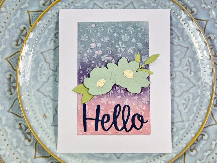 Sizzix Florals with ink blended background