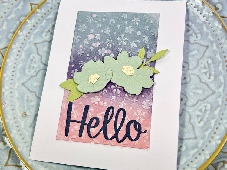 Sizzix Florals with ink blended background