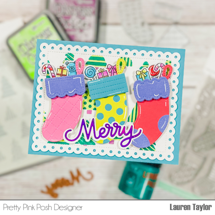 Colorful Stockings Christmas Card