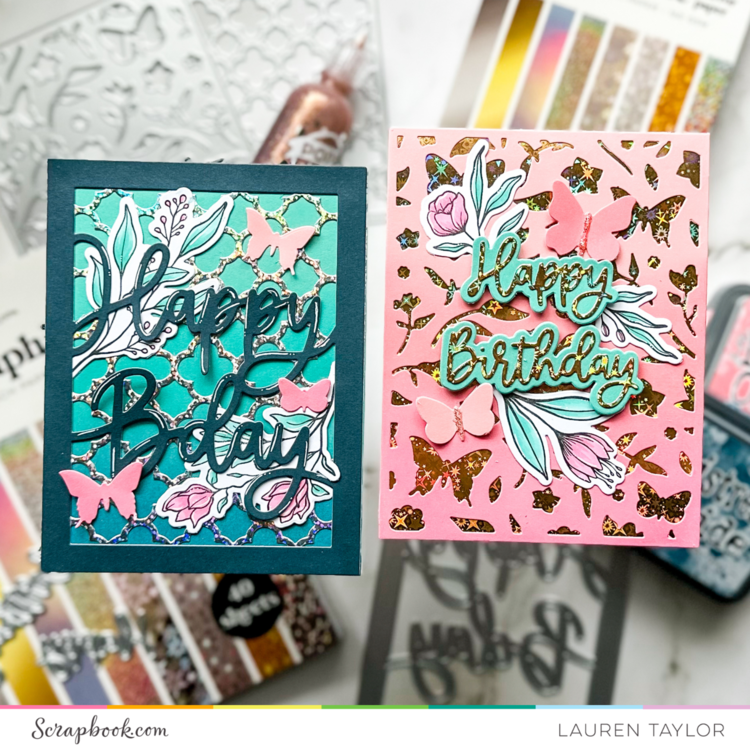 Holographic Floral Birthday Card
