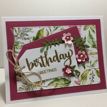 Birthday Card - floral pattern paper