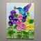Birthday Card - hummingbird & hollyhocks easel card