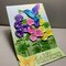 Birthday Card - hummingbird & hollyhocks easel card