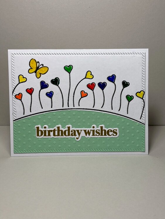 Happy Birthday cards - garden of hearts - 1 stamp set, 3 cards