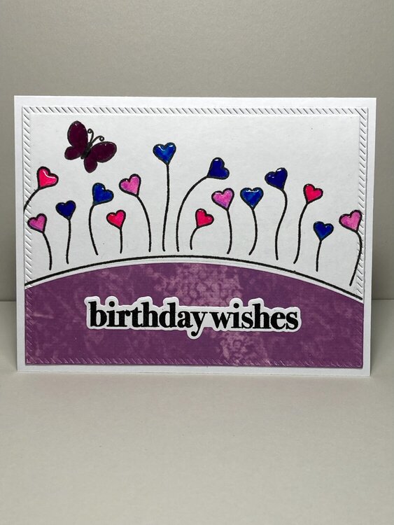 Happy Birthday cards - garden of hearts - 1 stamp set, 3 cards