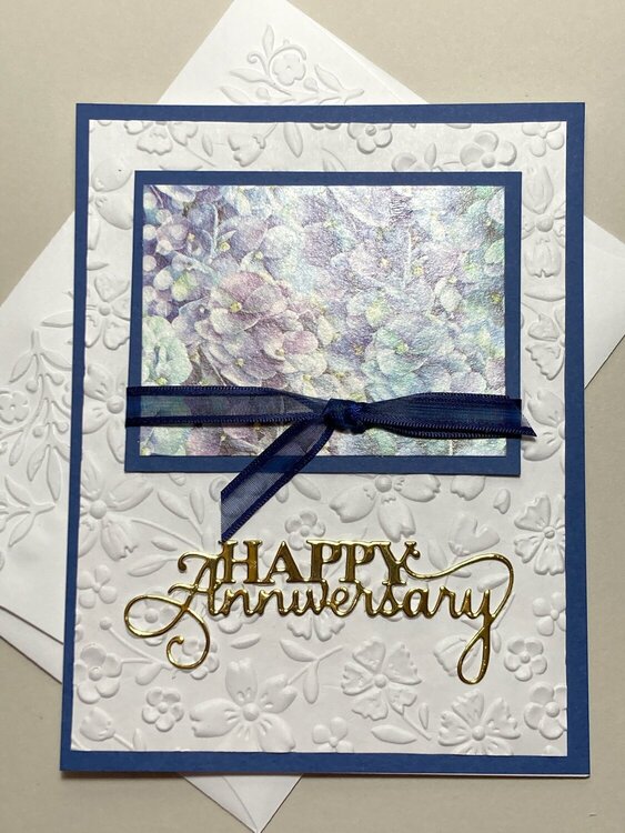Card 1 of 6 using a single 6x6 pattern paper - Happy Anniversary 