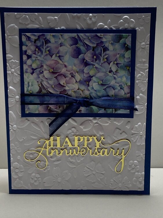 Card 1 of 6 using a single 6x6 pattern paper - Happy Anniversary 