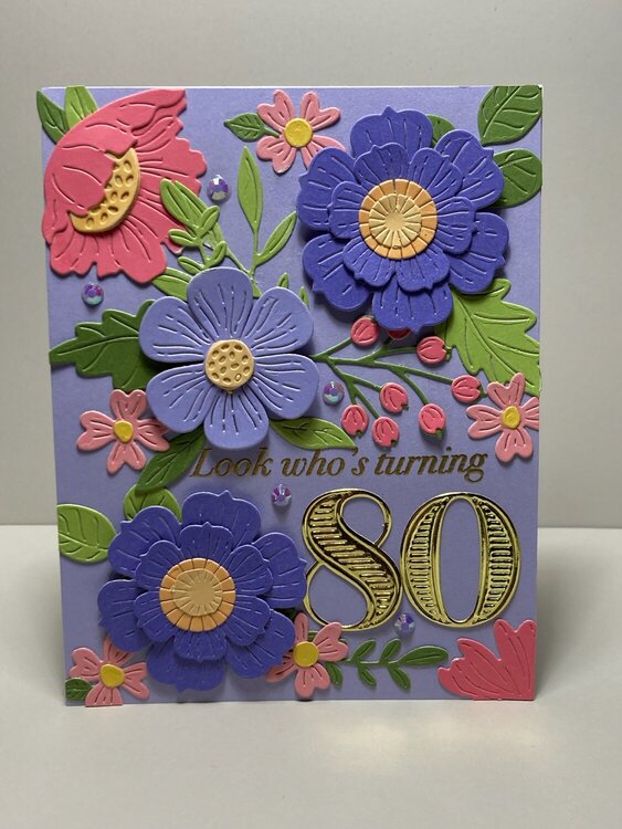 80th Birthday easel card for my husbands lovely aunt