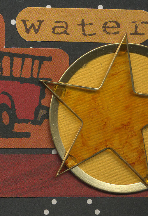star detail from A Birthday Visit from the Fire Department layout-alcohol inks