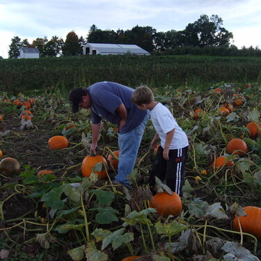Dylan and his Dad picking out the perfect pumpkins.