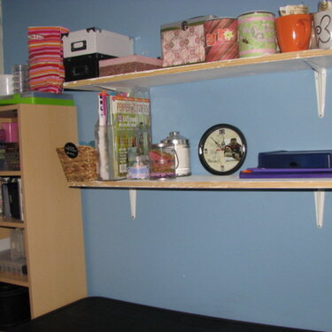 shelves, scrapbook room