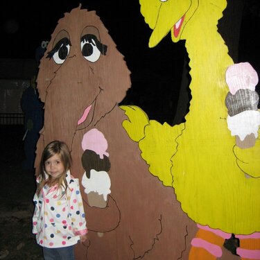 Emma with Big Bird and Snuffy