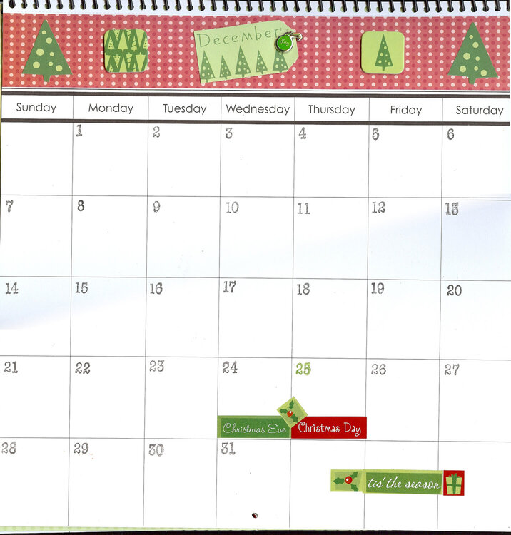 The calendar (dates) part