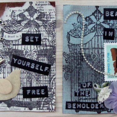 Winter Birdcage ATCs