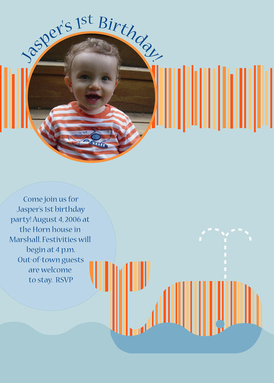 Jasper&#039;s first birthday inviation