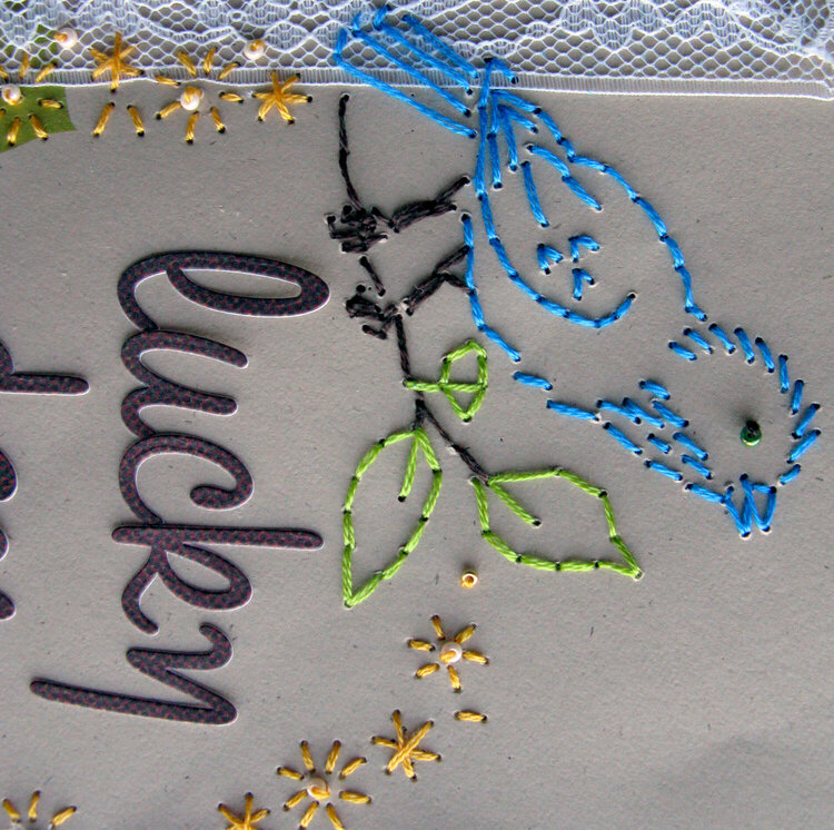Close up of stitching on Lucky day