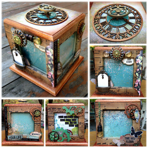 Steampunk Altered Photo Cube **Swirlydoos May kit &quot;Bohemian Spring&quot; &amp; Leaky Shed Studios**