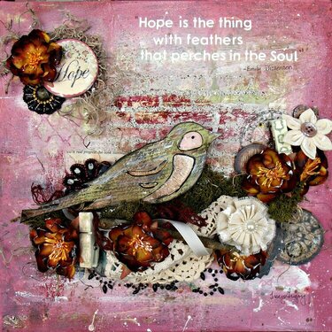 Hope is the thing with Feathers-Canvas  **ScrapThat March kit DT work**