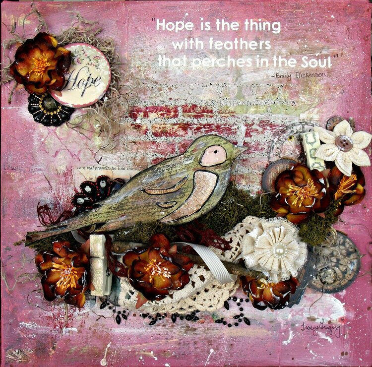 Hope is the thing with Feathers-Canvas  **ScrapThat March kit DT work**