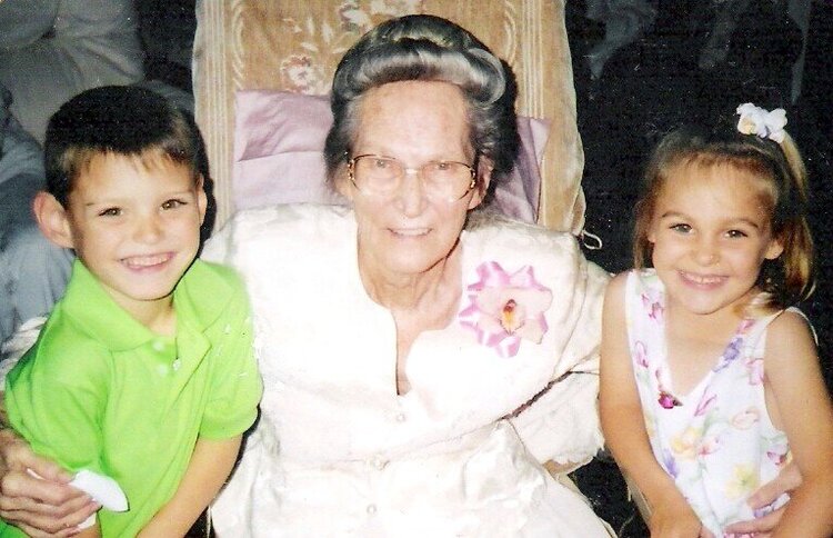 Great Grandma Presson and My kiddos Easter 1999
