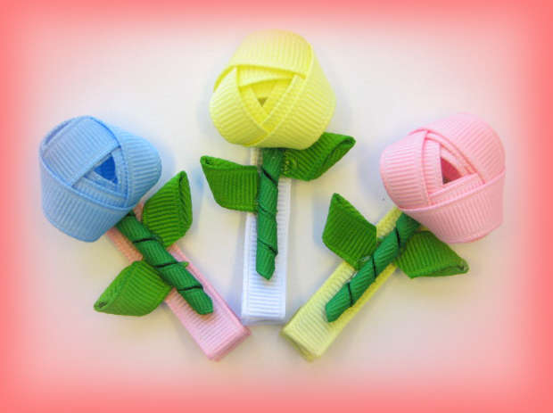 Rosebud hair clips