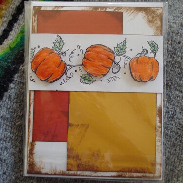 Distressed and glossy pumpkin card