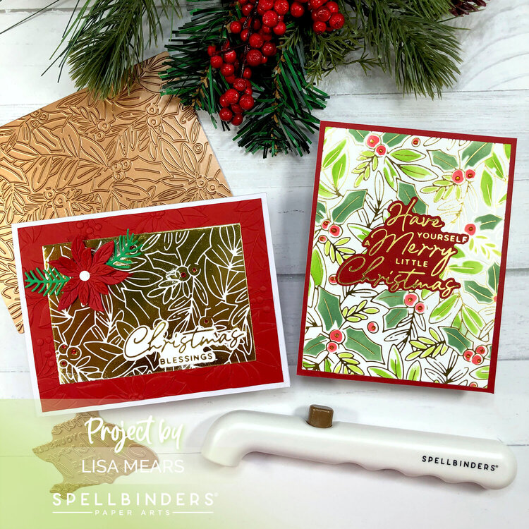 Stenciling &amp; Hot Foiling Christmas Cards With Spellbinders De-Light-Ful Christmas Collection 