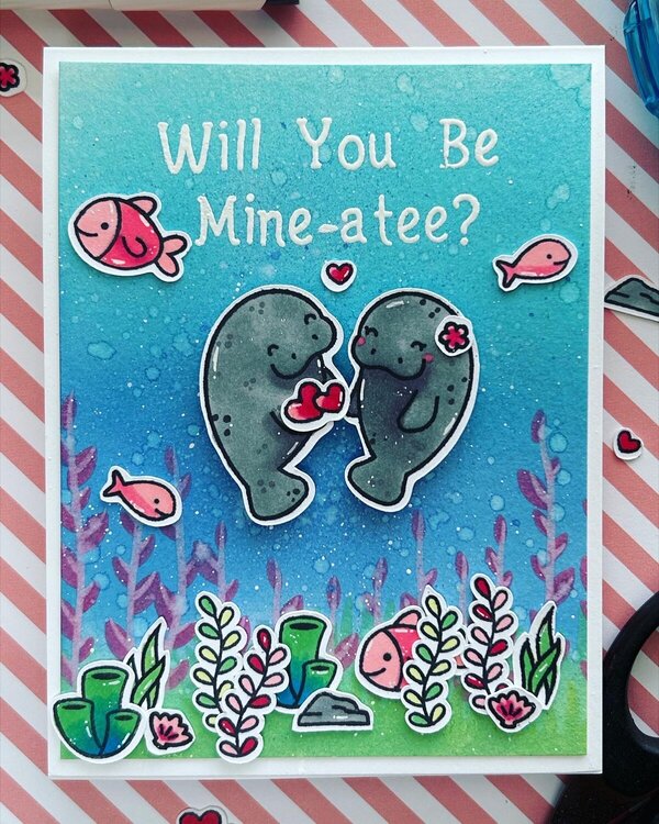 Valentines Day Card Lawn Fawn Manatee
