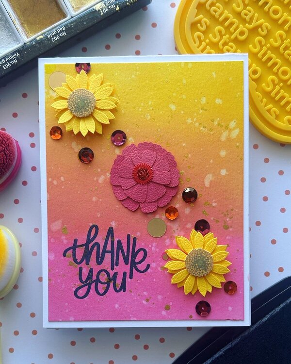 Thank You Card Distress Oxides and florals